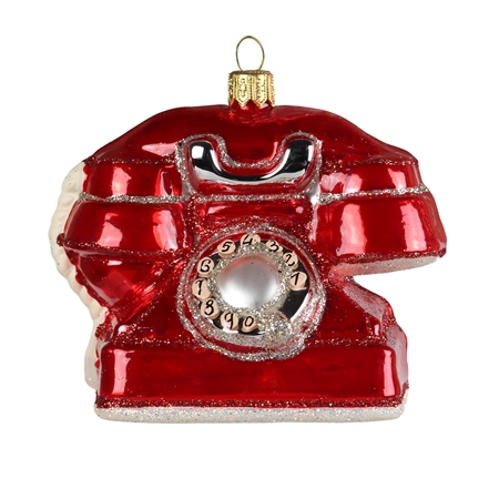 Vianočná ozdoba červený telefón
