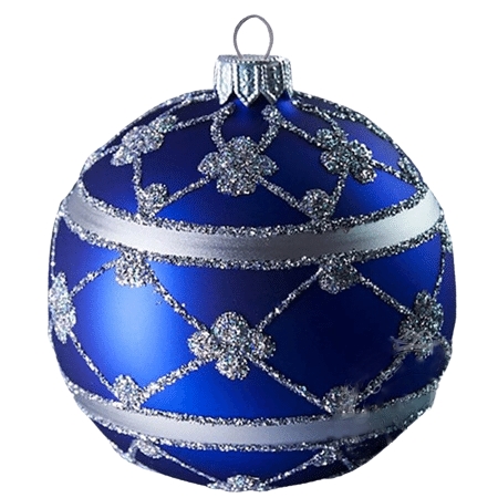 Vánoční koule modrá stříbrný dekor