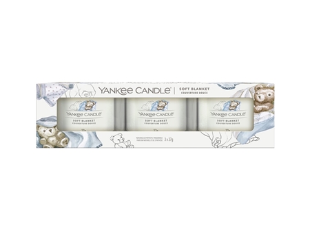 Sada votívnych sviečok plnených v skle Yankee Candle SOFT BLANKET