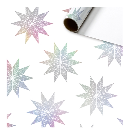 Baliaci papier biely s dúhovými hviezdami