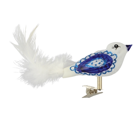 Vtáčik biely s folklórnym dekorom