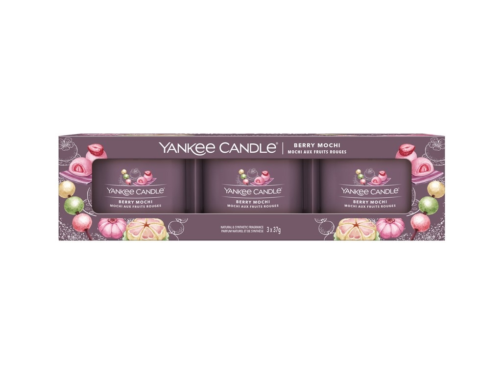 Sada votívnych sviečok plnených v skle Yankee Candle BERRY MOCHI