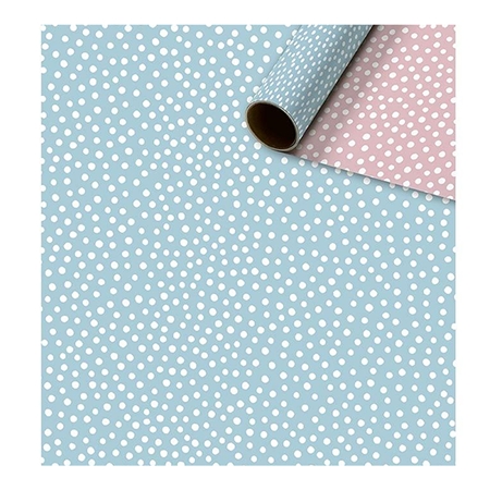 Baliaci papier obojstranný modrý / ružový s bodkami