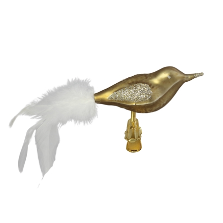 Sklenený vtáčik bronzovo zlatý