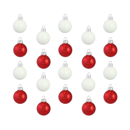 Set vianočných ozdôb v červenej a porcelánovej bielej farbe