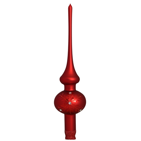 Špic červený jednoguľový s dekorom vločky