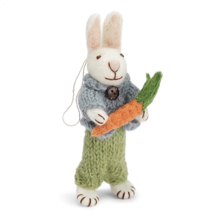 Plstený zajačik v nohaviciach s mrkvou
