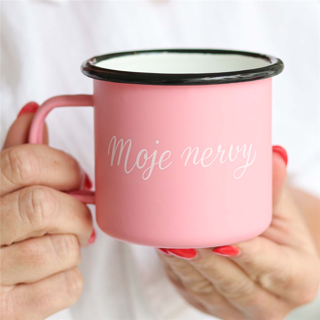 Moje nervy – ružový plechový pohárik 300 ml