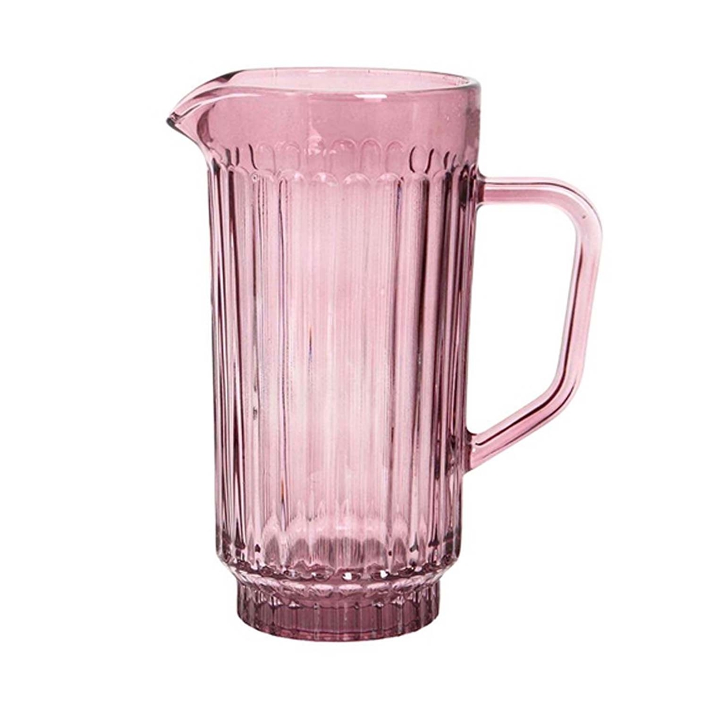 Sklenená karafa na vodu v ružovej farbe